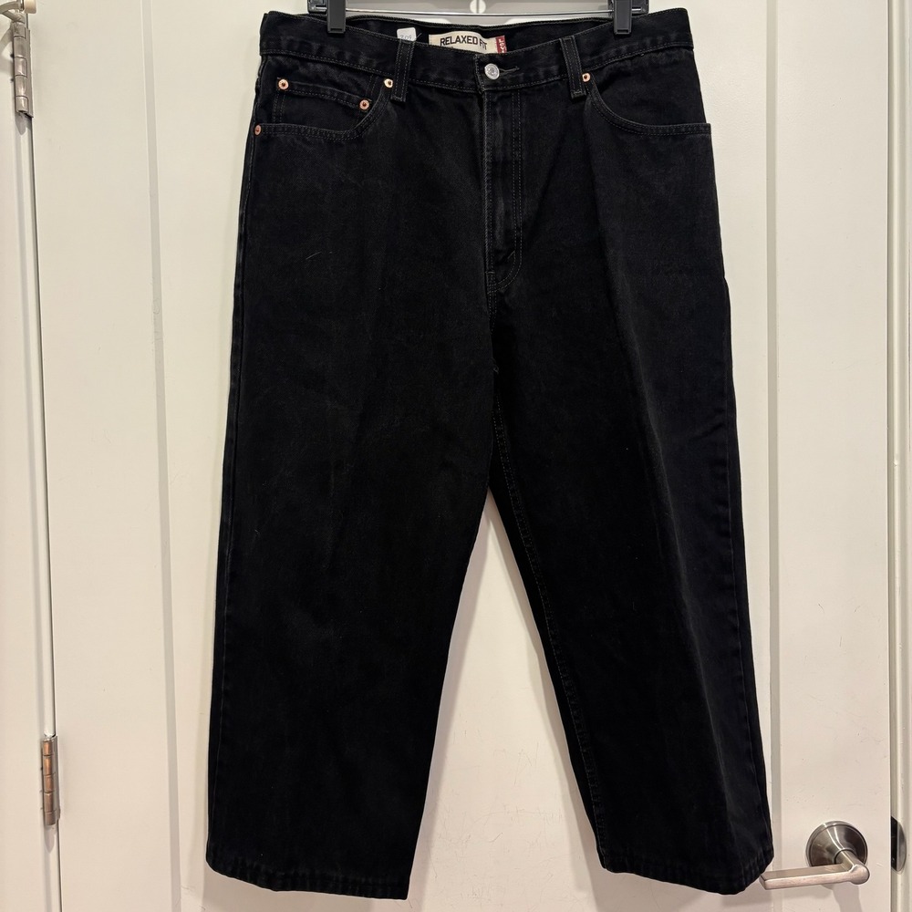 Levis 550 Relaxed Fit Tapered Leg Black Denim Jeans Mens 34x29 550-0260